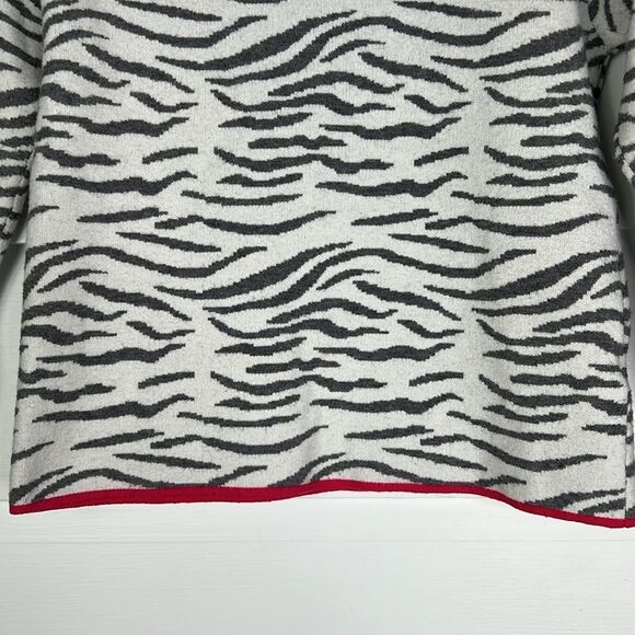 Anthropologie Mock Neck Gray Zebra Print Sweater Size Small - Picture 8 of 16